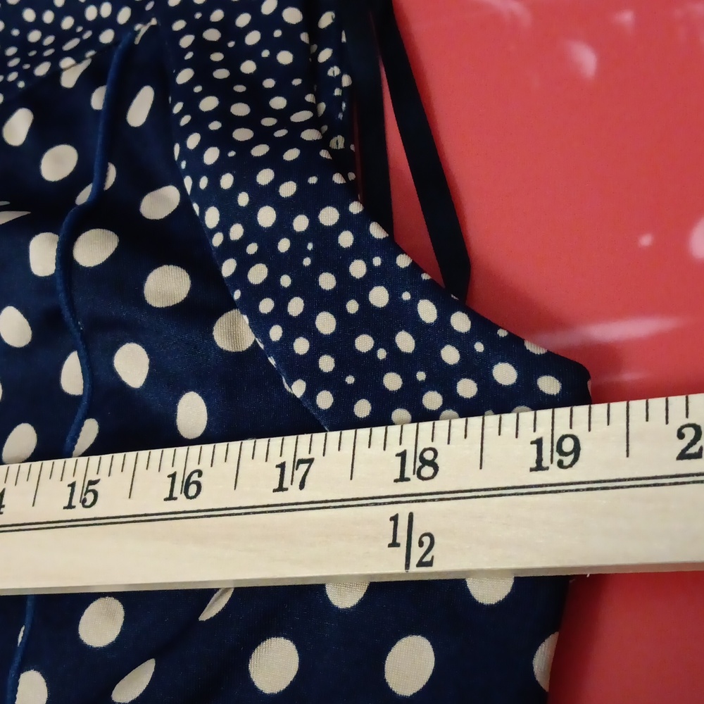 Perceptions NY Navy Polka Dot Sleeveless Midi Dress Sz 14 - Picture 6 of 6